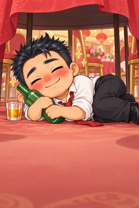 A guest drunk under the table